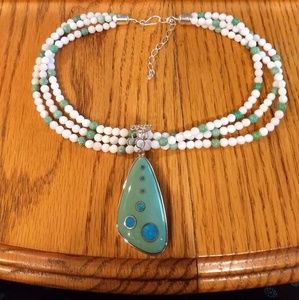 Jay King Sterling Variscite Turquoise MOP Necklace